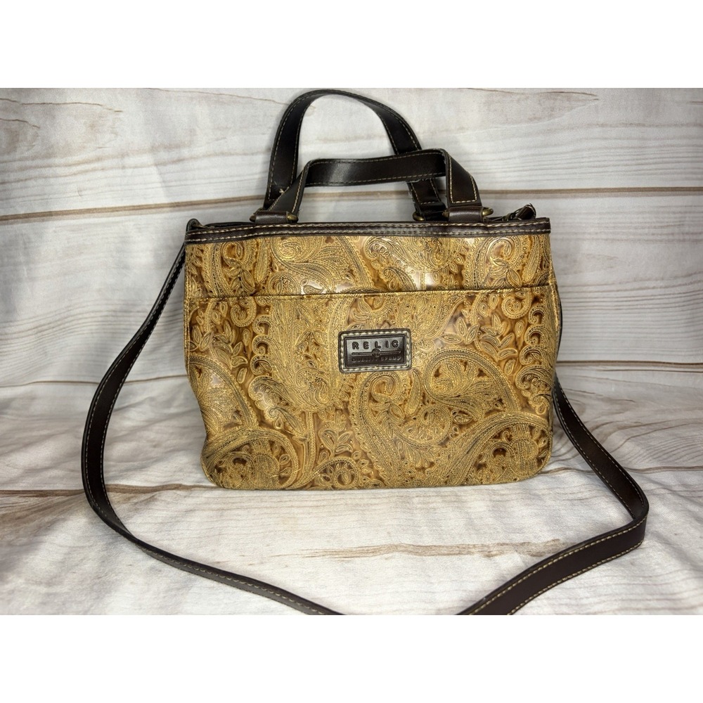 Relic Fossil Emossed‎ Paisley Satch Bag Caramel Vegan Leather